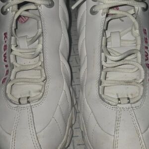K-Swiss Women's White and Pink Sneakers